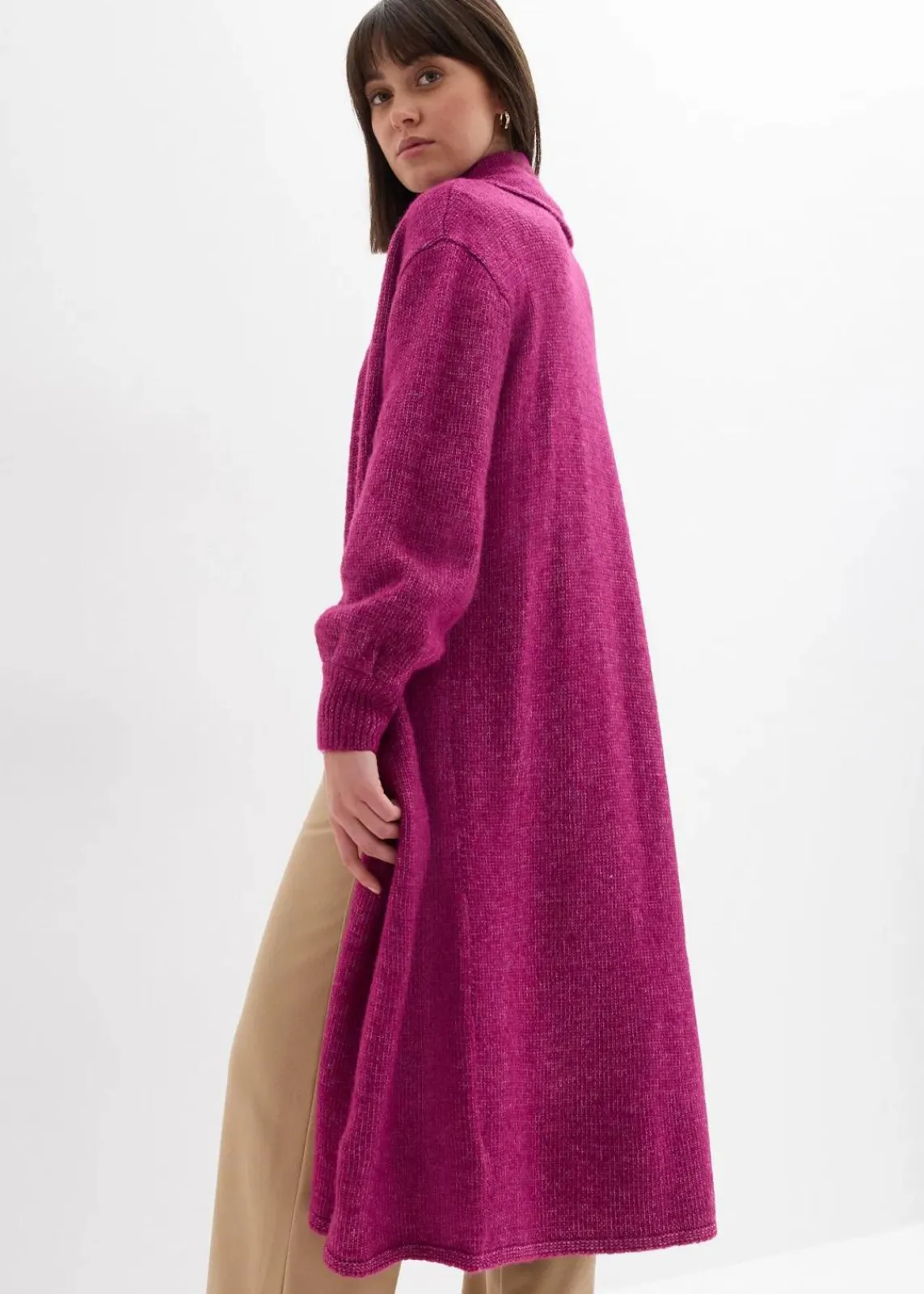 bonprix Bekleidung·Umstandsmode|Bekleidung·Jeans^Langer Strickmantel in Hairy Optik dunkelfuchsia