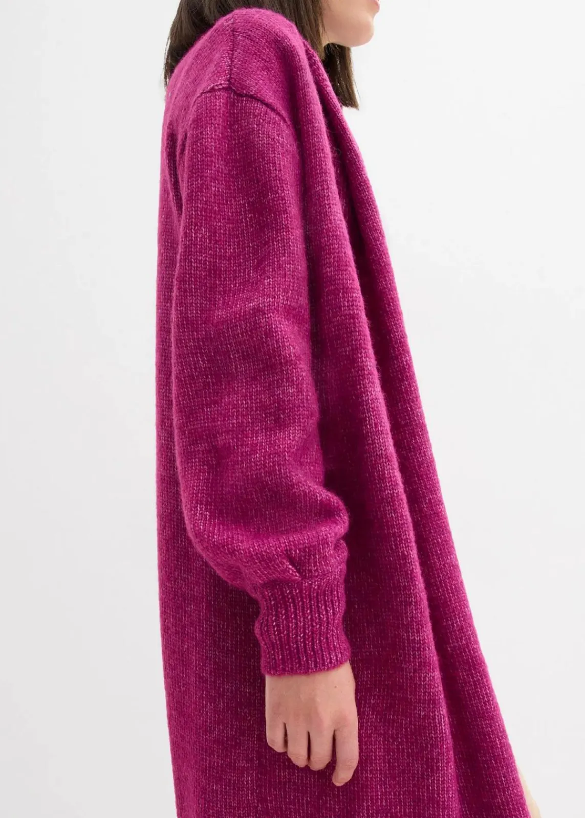 bonprix Bekleidung·Umstandsmode|Bekleidung·Jeans^Langer Strickmantel in Hairy Optik dunkelfuchsia