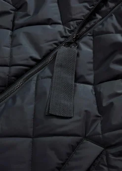 bonprix Bekleidung·Hosen|Nachhaltigere Materialien^Langer, wattierter Steppmantel mit Kapuze schwarz
