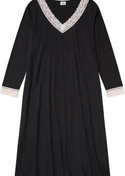 bonprix Wäsche·Basics|Wäsche·Nachtwäsche^Langes Nachthemd aus softem Viskose-Mix schwarz