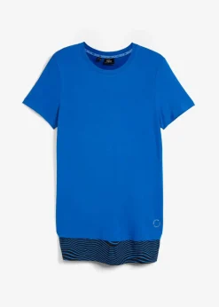 bonprix Bekleidung·Sweat|Nachhaltigere Materialien^Langes Sport-Shirt 2-in-1-Optik azurblau graphisch bedruckt