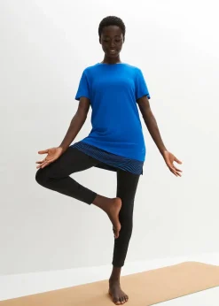 bonprix Bekleidung·Sweat|Nachhaltigere Materialien^Langes Sport-Shirt 2-in-1-Optik azurblau graphisch bedruckt