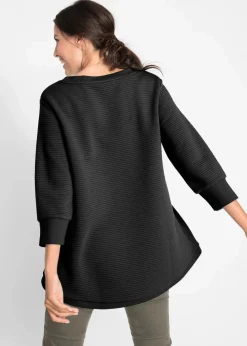 bonprix Sweat|Bekleidung·Blusen & Tuniken^Langes Sweatshirt mit Viskose schwarz