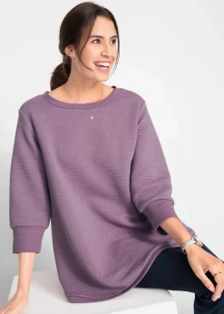 bonprix Bekleidung·Blusen & Tuniken|Sweat^Langes Sweatshirt mit Viskose mattlavendel