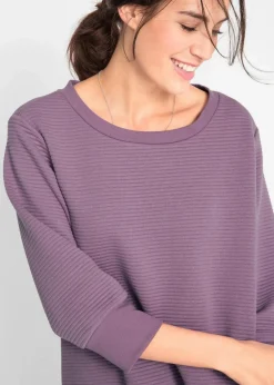 bonprix Bekleidung·Blusen & Tuniken|Sweat^Langes Sweatshirt mit Viskose mattlavendel