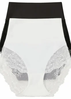 bonprix Höschen|Shapewear^Lasercut Shape Panty mit mittlerer Formkraft (2er Pack) cremeweiß + schwarz