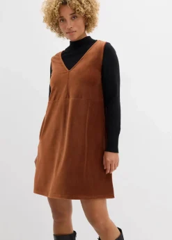 bonprix Kleider|Bekleidung·Pullover & Strickjacken^Latzkleid aus Jerseycord ziegelbraun