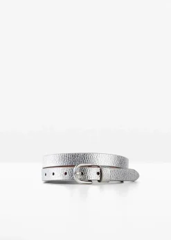 bonprix Gürtel|Schuhe & Accessoires In Spezialgrößen·Gürtel^Ledergürtel silberfarben