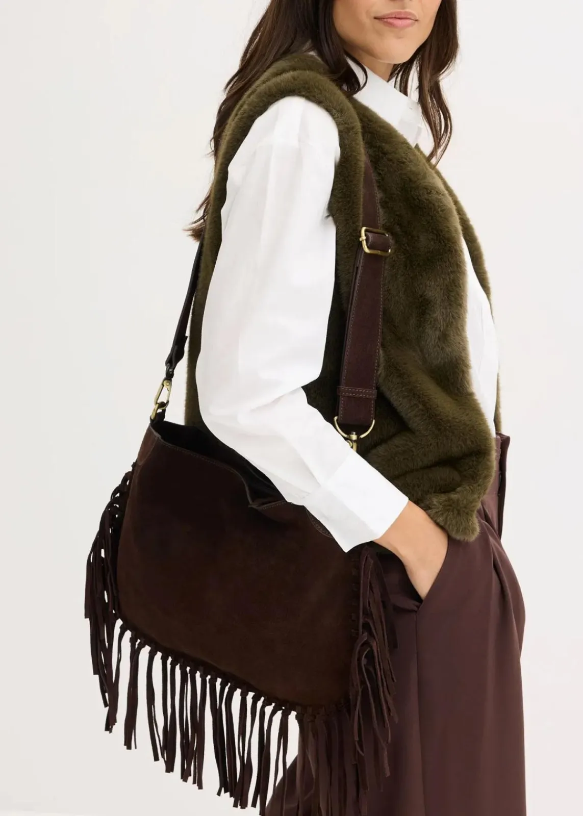 bonprix Taschen^Lederhandtasche dunkelbraun