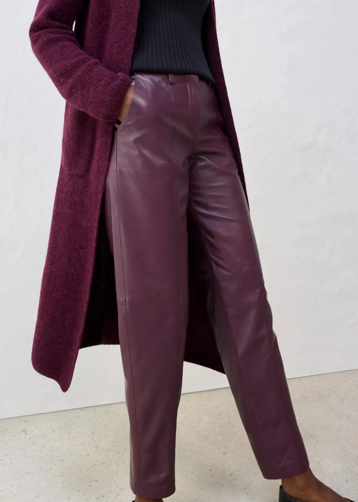 bonprix Bekleidung·Kleider|Premium^Lederhose aus Lammnappa weinrot