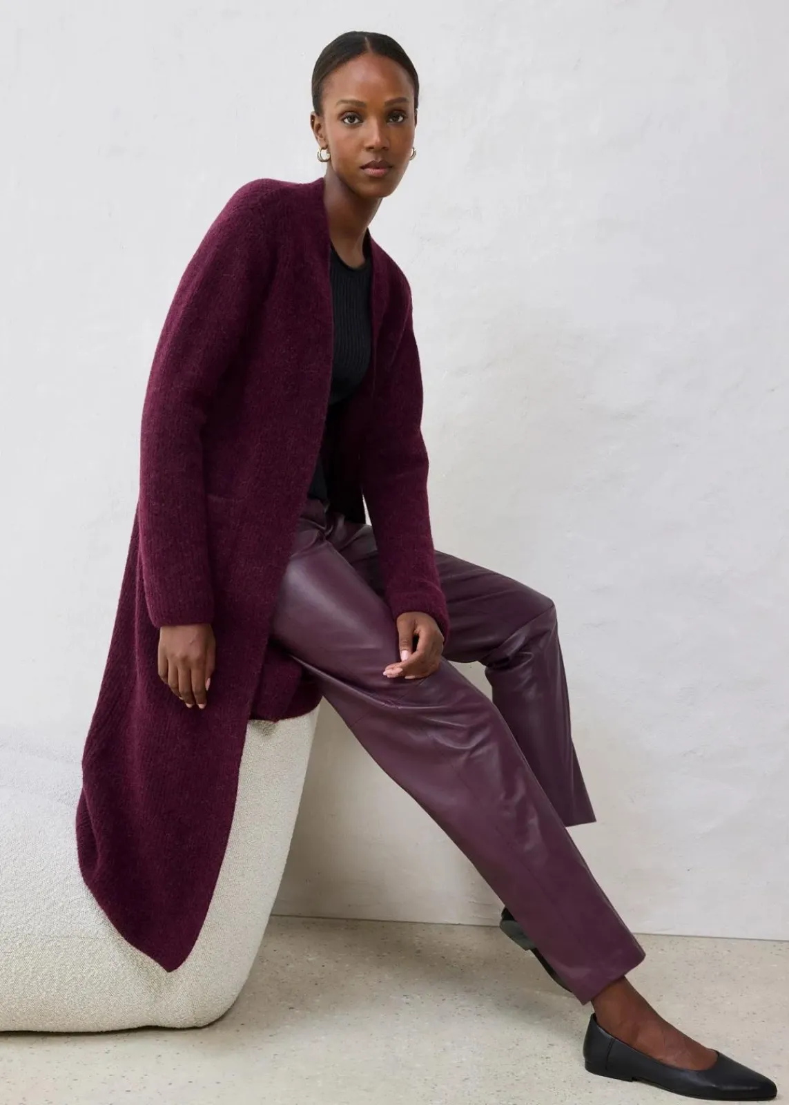 bonprix Bekleidung·Kleider|Premium^Lederhose aus Lammnappa weinrot