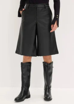 bonprix Hosen|Shorts^Lederimitat-Bermuda schwarz