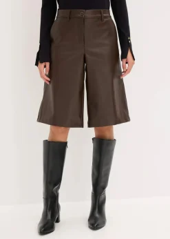 bonprix Bekleidung·Outdoorbekleidung|Bekleidung·Kleider^Lederimitat-Bermuda dunkelbraun