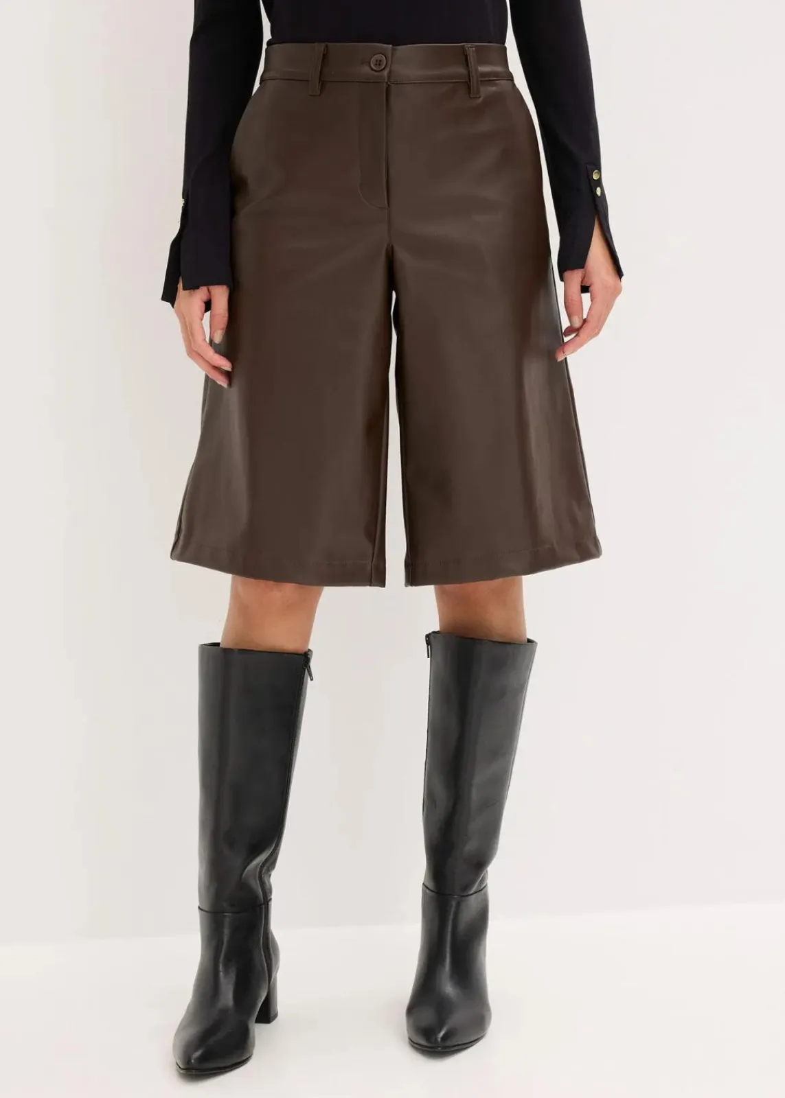bonprix Bekleidung·Outdoorbekleidung|Bekleidung·Kleider^Lederimitat-Bermuda dunkelbraun