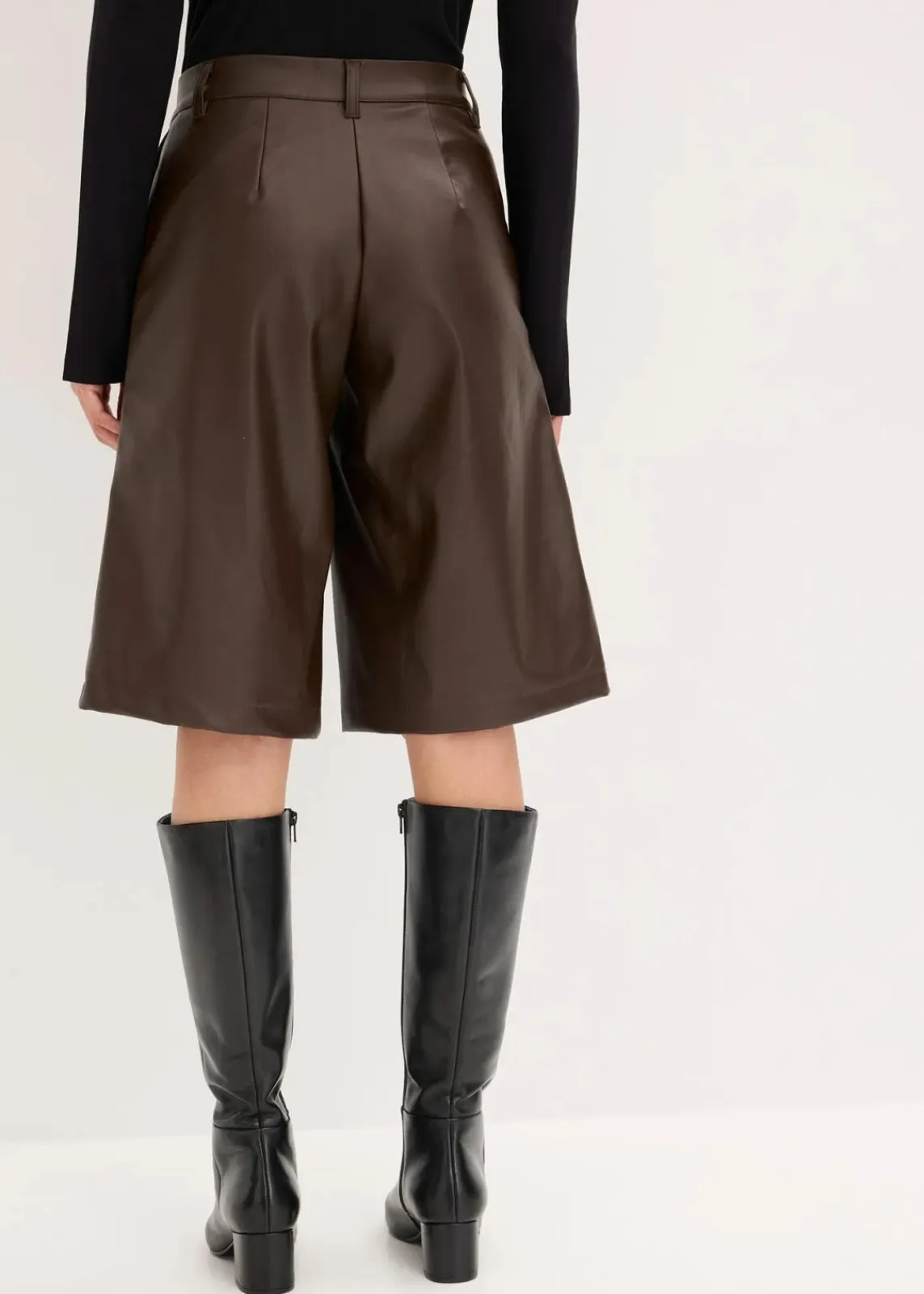 bonprix Bekleidung·Outdoorbekleidung|Bekleidung·Kleider^Lederimitat-Bermuda dunkelbraun