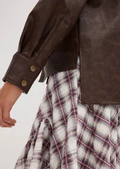 bonprix Bekleidung·Jacken & Mäntel|Blusen & Tuniken^Lederimitat-Hemd in Used-Optik dunkelbraun used