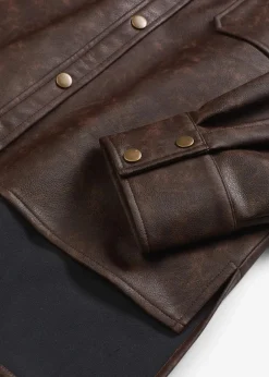bonprix Bekleidung·Jacken & Mäntel|Blusen & Tuniken^Lederimitat-Hemd in Used-Optik dunkelbraun used
