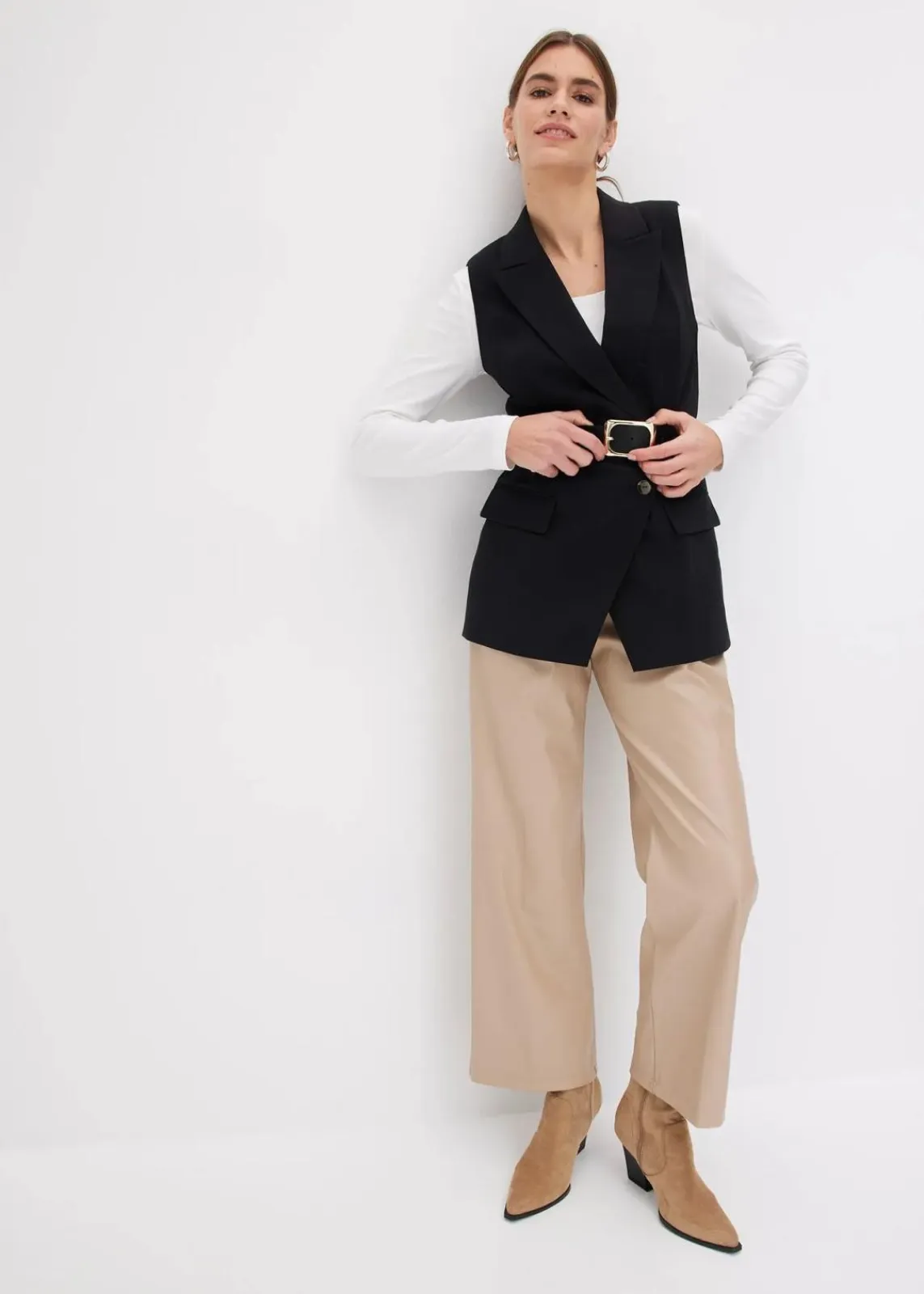 bonprix Bekleidung·Kleider|Hosen^Lederimitat-Hose helltaupe