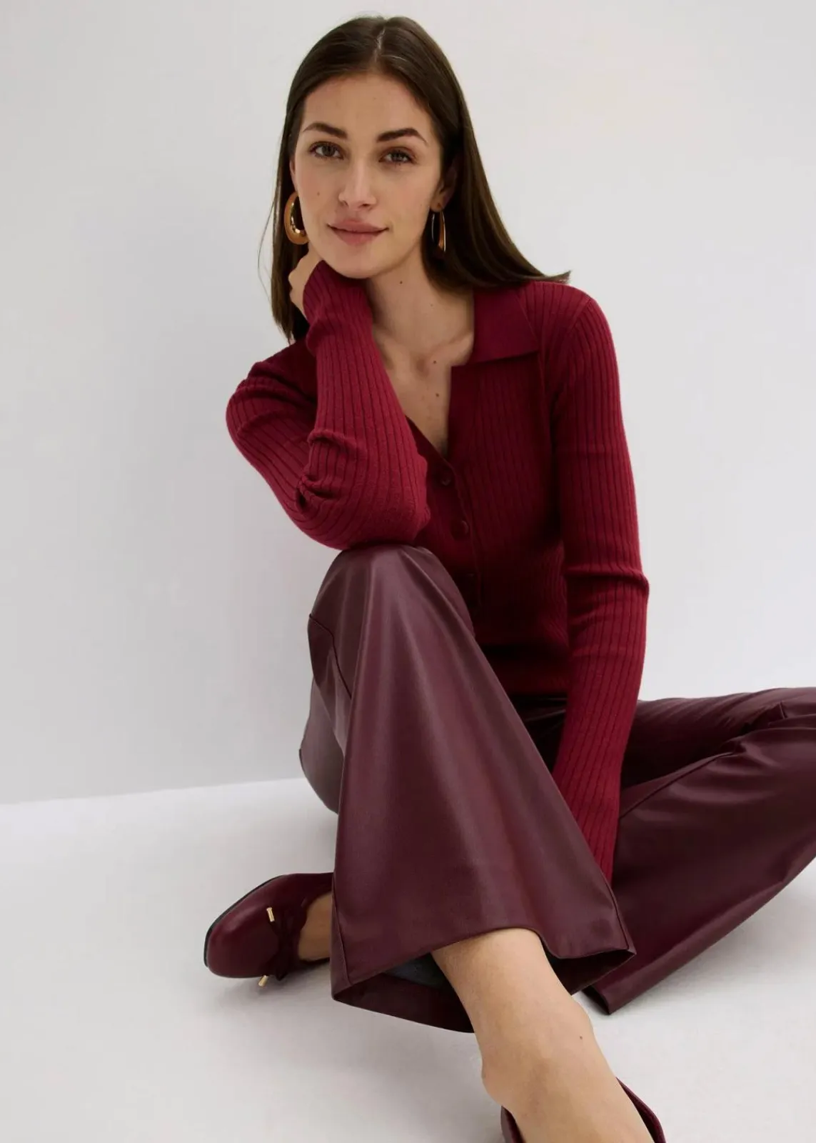 bonprix Bekleidung·Kleider|Hosen^Lederimitat-Hose dunkelbeere