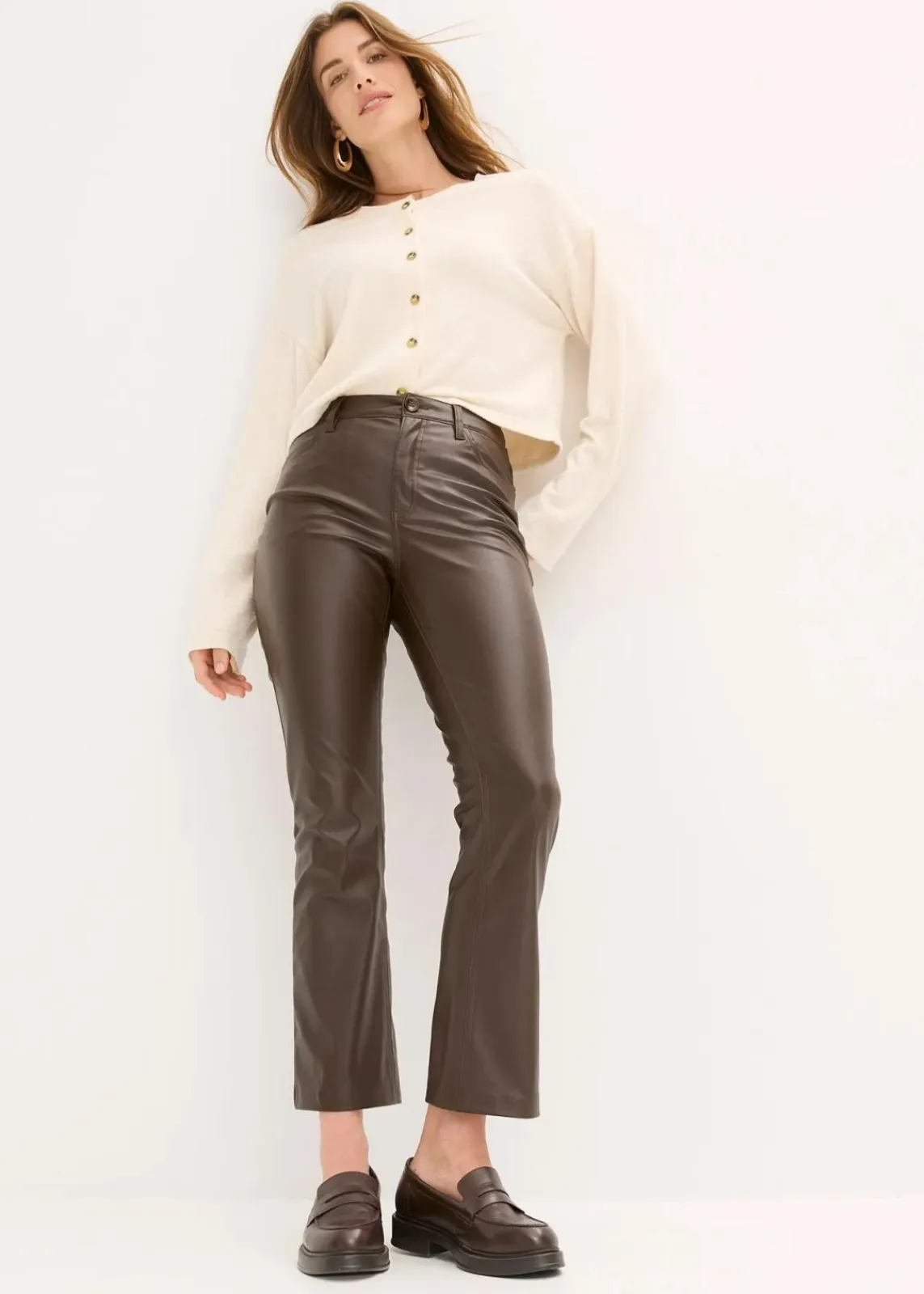 bonprix Bekleidung·Kleider|Hosen^Lederimitat-Hose dunkelbraun