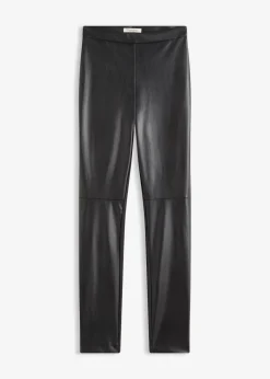 bonprix Bekleidung·Kleider|Nachhaltigere Materialien^Lederimitat-Hose im Punto di Roma Mix schwarz