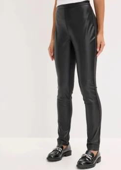 bonprix Bekleidung·Kleider|Nachhaltigere Materialien^Lederimitat-Hose im Punto di Roma Mix schwarz