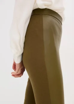bonprix Hosen|Nachhaltigere Materialien^Lederimitat-Hose im Punto di Roma Mix erdoliv