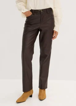 bonprix Hosen^Lederimitat-Hose im Used-Look dunkelbraun