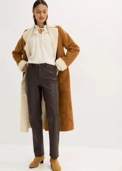 bonprix Hosen^Lederimitat-Hose im Used-Look dunkelbraun