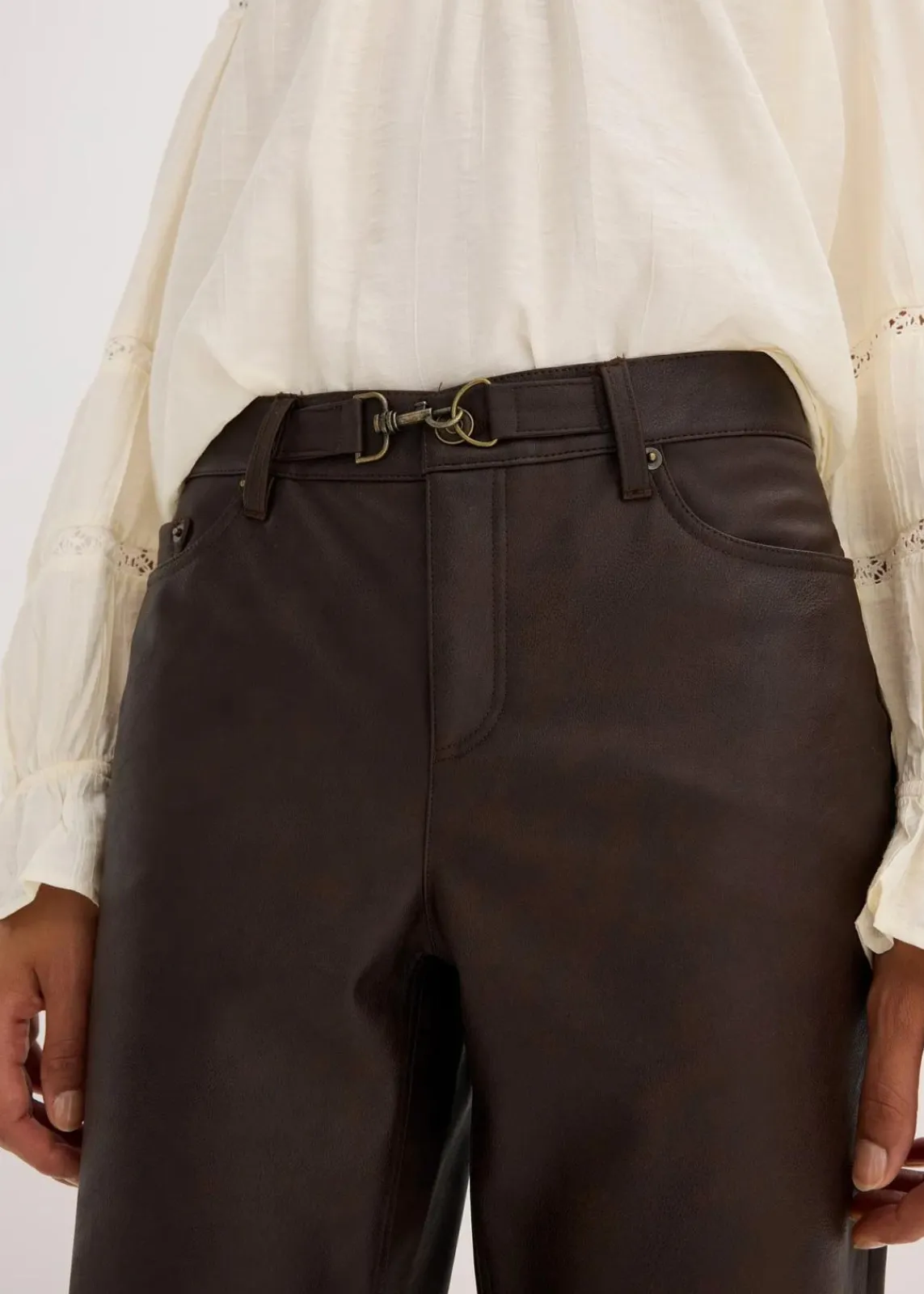 bonprix Hosen^Lederimitat-Hose im Used-Look dunkelbraun