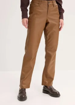 bonprix Bekleidung·Kleider|Hosen^Lederimitat-Hose mit Bequembund pimentbraun