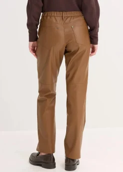bonprix Bekleidung·Kleider|Hosen^Lederimitat-Hose mit Bequembund pimentbraun