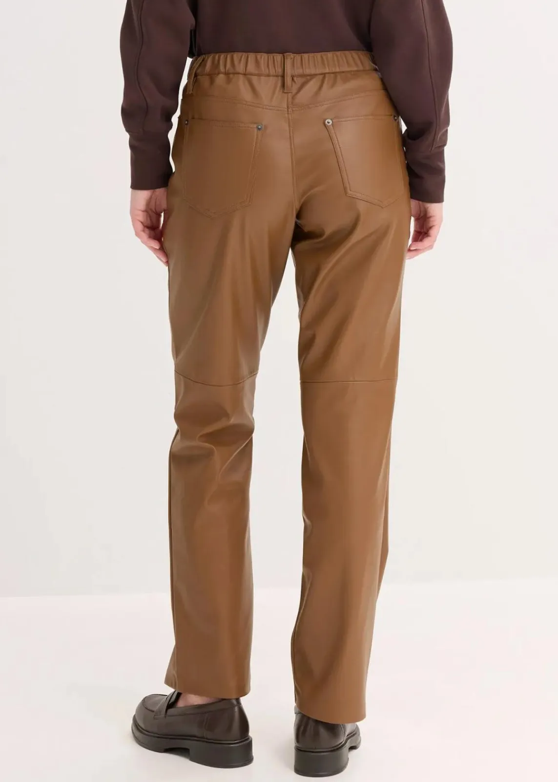 bonprix Bekleidung·Kleider|Hosen^Lederimitat-Hose mit Bequembund pimentbraun