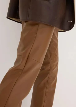 bonprix Bekleidung·Kleider|Hosen^Lederimitat-Hose mit Bequembund pimentbraun