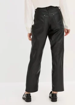bonprix Hosen|Bekleidung·Kleider^Lederimitat-Hose mit Bequembund schwarz