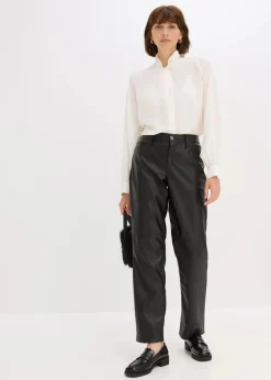 bonprix Hosen|Bekleidung·Kleider^Lederimitat-Hose mit Bequembund schwarz