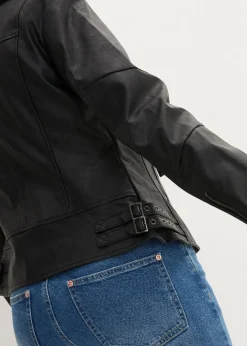 bonprix Bekleidung·Hosen|Jacken & Mäntel^Lederimitat-Jacke aus reiner Viskose schwarz