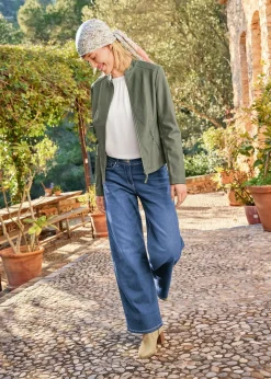 bonprix Bekleidung·Hosen|Jacken & Mäntel^Lederimitat-Jacke aus reiner Viskose oliv