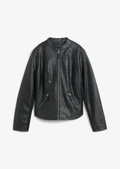 bonprix Jacken & Mäntel|Bekleidung·Hosen^Lederimitat-Jacke aus reiner Viskose schwarz