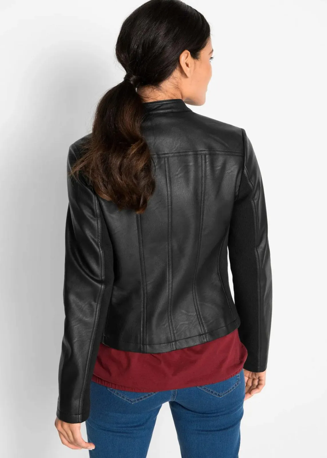 bonprix Jacken & Mäntel|Bekleidung·Hosen^Lederimitat-Jacke aus reiner Viskose schwarz