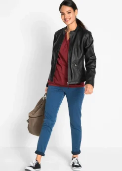 bonprix Jacken & Mäntel|Bekleidung·Hosen^Lederimitat-Jacke aus reiner Viskose schwarz