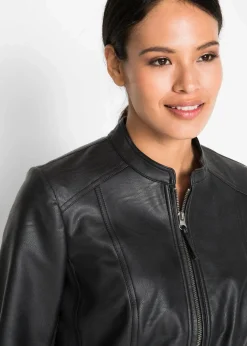 bonprix Jacken & Mäntel|Bekleidung·Hosen^Lederimitat-Jacke aus reiner Viskose schwarz