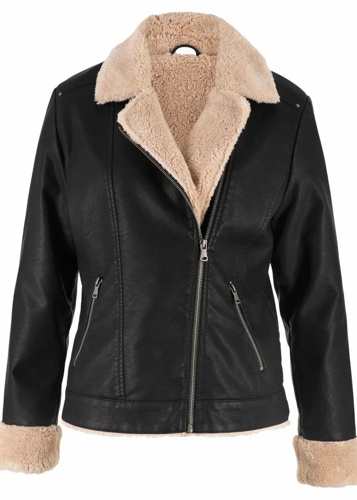 bonprix Jacken & Mäntel|Bekleidung·Hosen^Lederimitat-Jacke, gefüttert schwarz