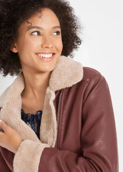 bonprix Bekleidung·Hosen|Jacken & Mäntel^Lederimitat-Jacke, gefüttert kaffeebraun