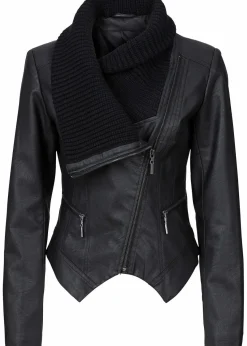 bonprix Bekleidung·Hosen|Jacken & Mäntel^Lederimitat-Jacke mit Schalkragen schwarz