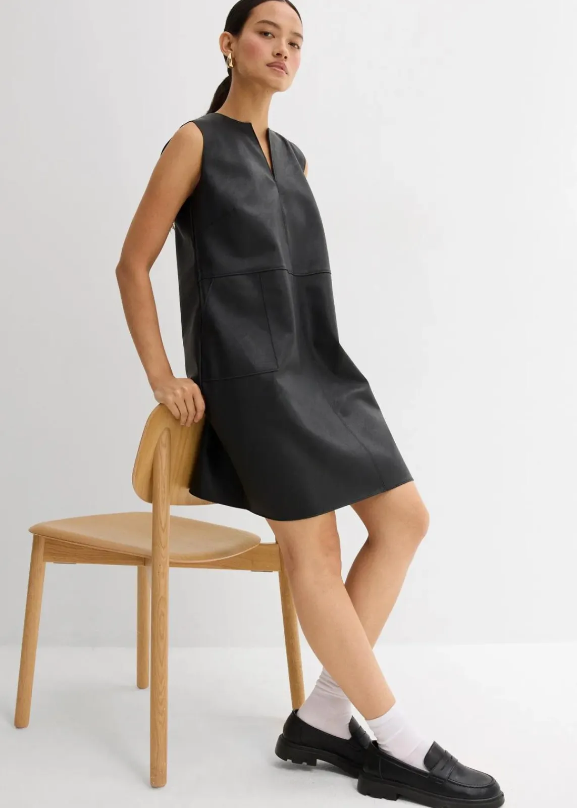 bonprix Kleider^Lederimitat-Kleid schwarz