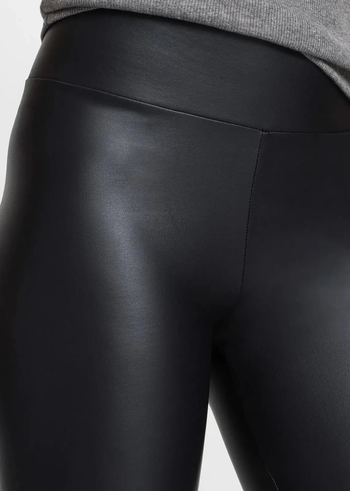 bonprix Kurzgrößen|Bekleidung·Kleider^Lederimitat-Leggings mit Beschichtung schwarz