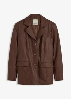 bonprix Bekleidung·Hosen|Jacken & Mäntel^Lederimitat-Longblazer braun