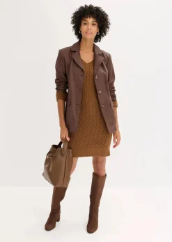 bonprix Bekleidung·Hosen|Jacken & Mäntel^Lederimitat-Longblazer braun