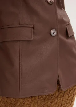bonprix Bekleidung·Hosen|Jacken & Mäntel^Lederimitat-Longblazer braun